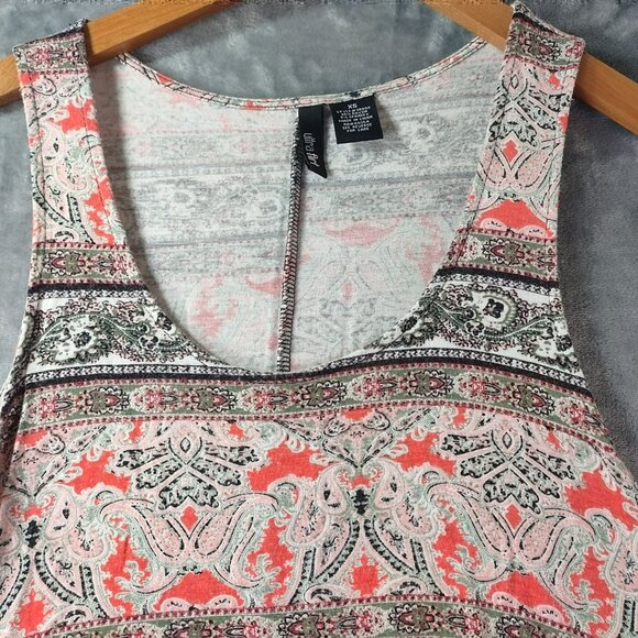 Ultra Flirt Womens Tank Top XS Pink Gray Boho Asymmetrical Hem Festival Casual - Picture 7 of 9